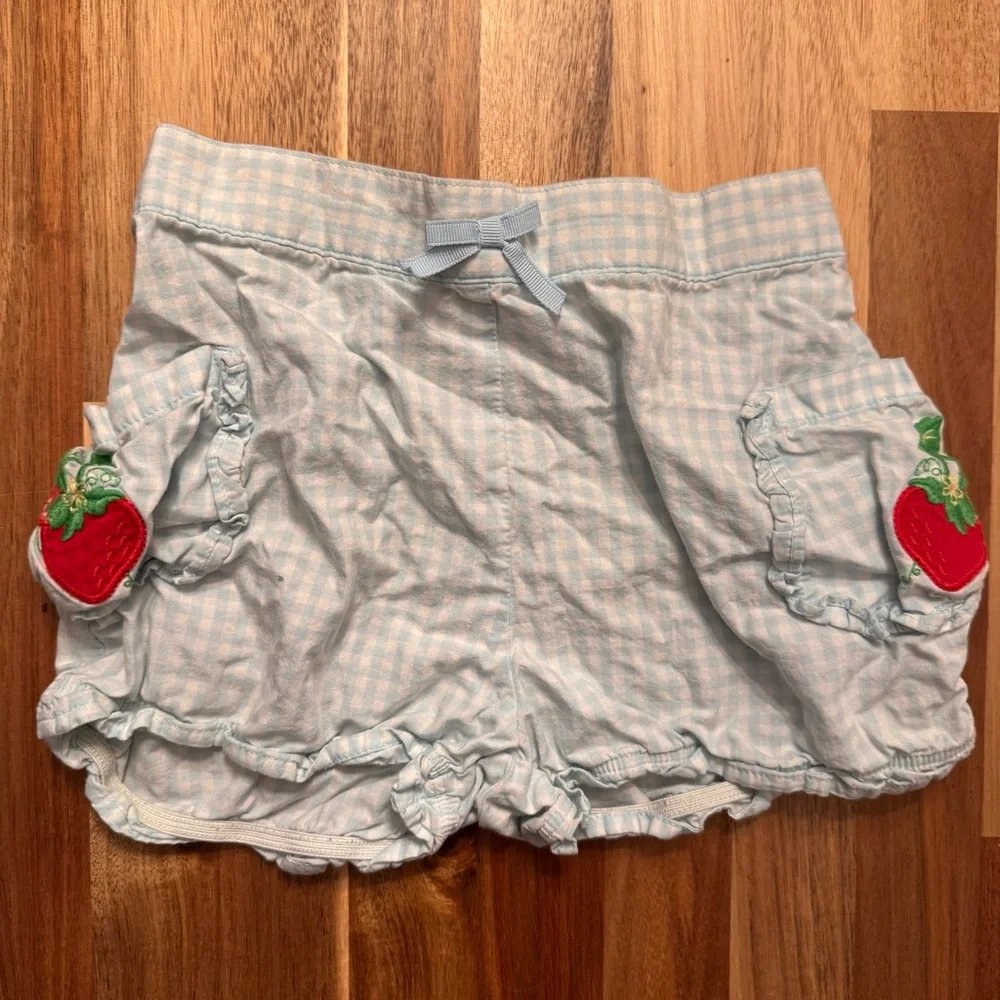 Gymboree Vintage 2006 Strawberry Gingham Shorts Blue White 4T 240258447